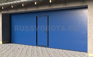Ворота Damast секционные бытовые на две машины с калиткой